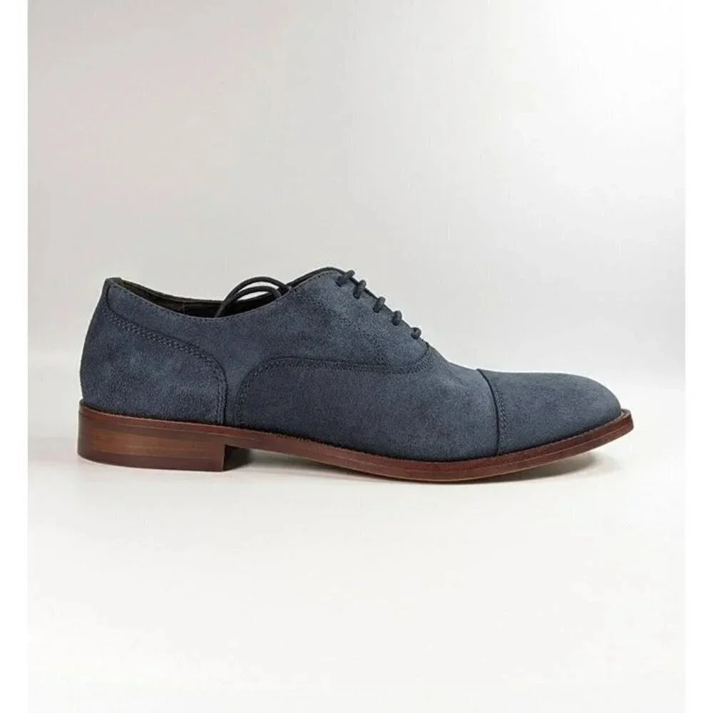 The Men's Store Men's Lace Up Cap Toe Dress Shoes Navy Suede Size 9 MSRP $195